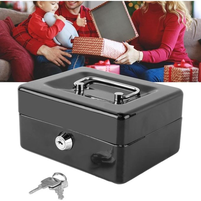 25x20x9 cm JT250 Robust Metal Cash Box, Secure Money Storage with Lock and Key - Versatile Solution for Home and Travel