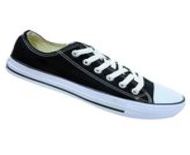 Low Top Lace Up Sneakers - Black, White