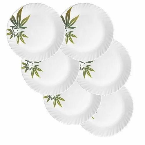 Snow White Curved Ceramic Dinner Plates With Varying Flower Decoration-White