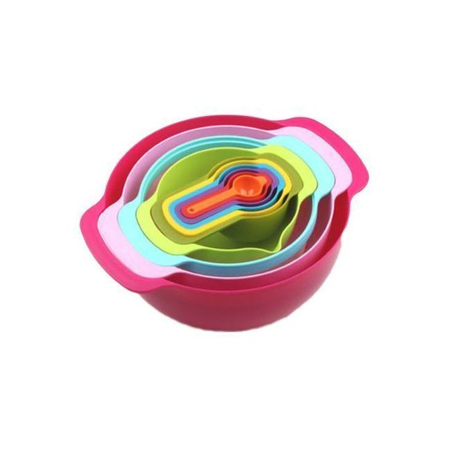 Multi functional 10 Piece Measuring Cups And Mixing Bowls-Multi Colors