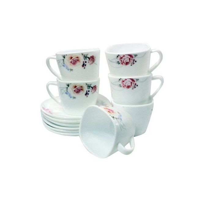 Cups and Sauce Set - White flowers may vary