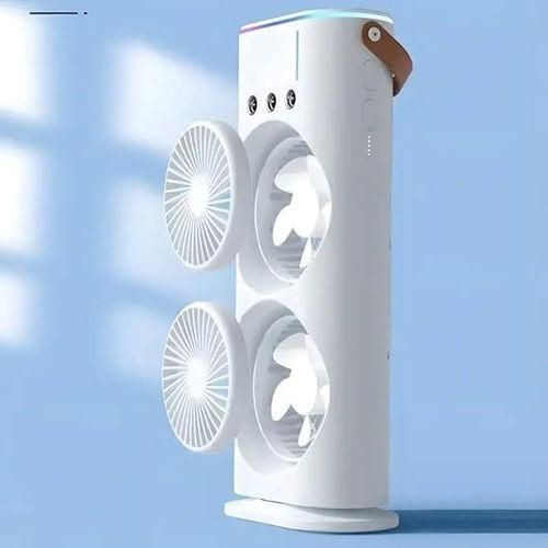 2 In 1 Rechargeable Electric Table Fan With Humidifier Function-Multicolour