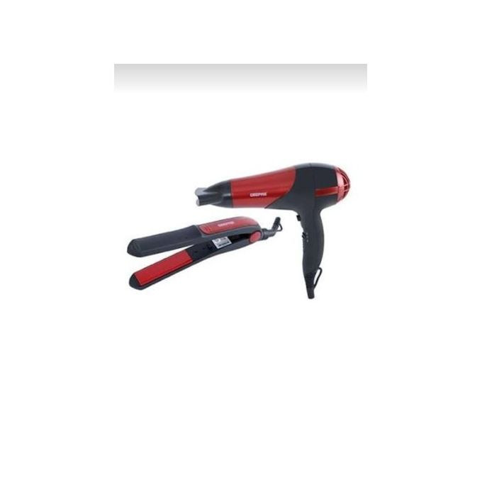 2 In 1 Hair Dryer And Hair Straightener - Black Geepas