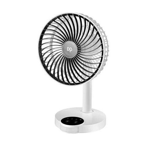 2 In 1 Rechargeable Table Fan With Bright Light-White Black