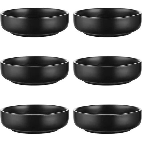 6 Pieces Set Of Ceramic Matte Black Soup Salad Bowls Ceramic 8 Inch Soy Sauce Dish Dipping Bowls Side Dishes Small Appetizer Pinch Bowls for Condiments, Sushi, Ketchup, BBQ - Multicolor