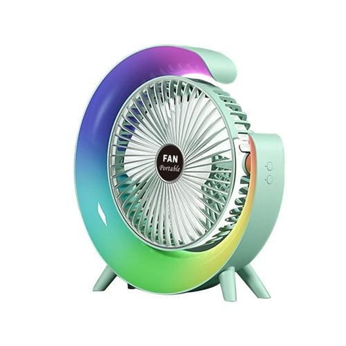 Rechargeable Colourful Desktop Fan With Light-Multicolour