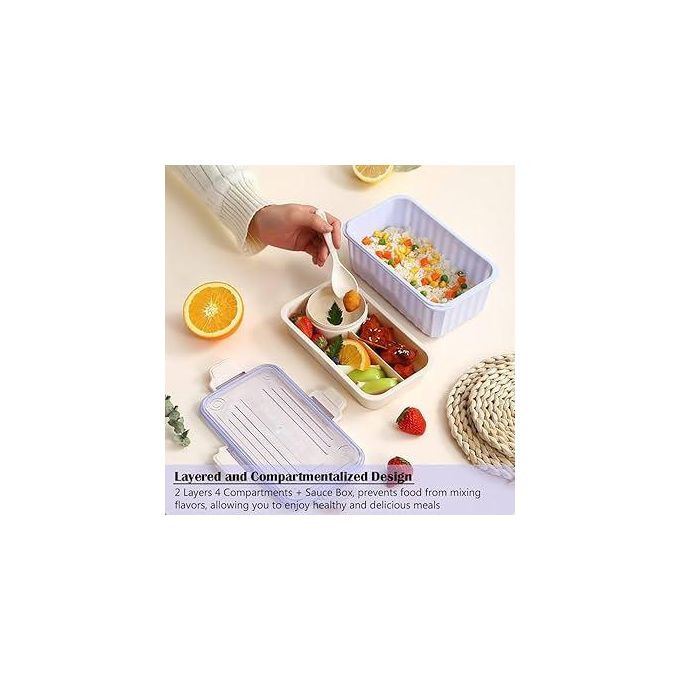 2.15L Leak-Proof Lunch Box with Grid Design Leak-Proof Bento Box Dinnerware Spacious And Convenient Food Container For Home, Office, or School