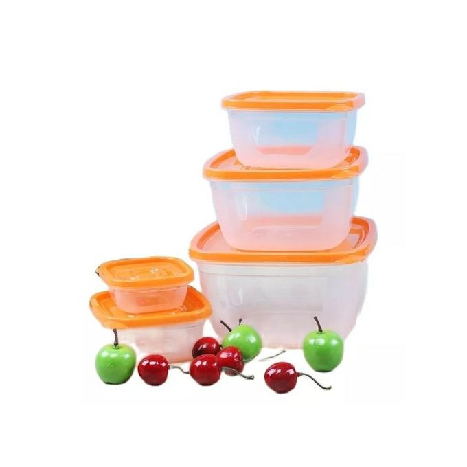 5 Pc Square Airtight Food Storage Containers Tins With Lids,Multi-Colours.