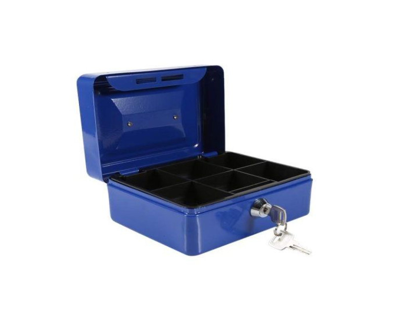 15*11.5*7.5cm HC-66003 Robust Metal Cash Box, Secure Money Storage with Lock and Key - Versatile Solution for Home and Travel