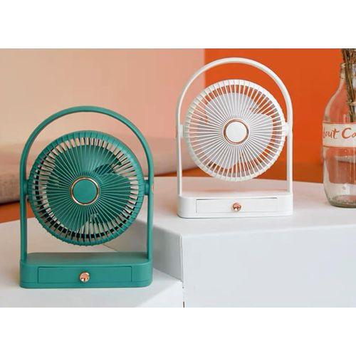1Pc Mini Electric Fan With a Drawer Rotatable Head USB Portable Speed Adjustment Fan for Home Office Bedroom Dormitory- Multicolor