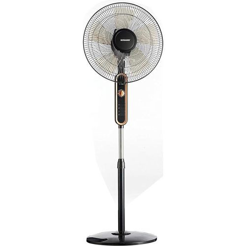 16 in. Pedestal Fan with 3 Speed Switch, 5 Transparent Blade Leaf, Korean Guard Ring, Low Noise Operation Perfect Home Décor Appliance-Black