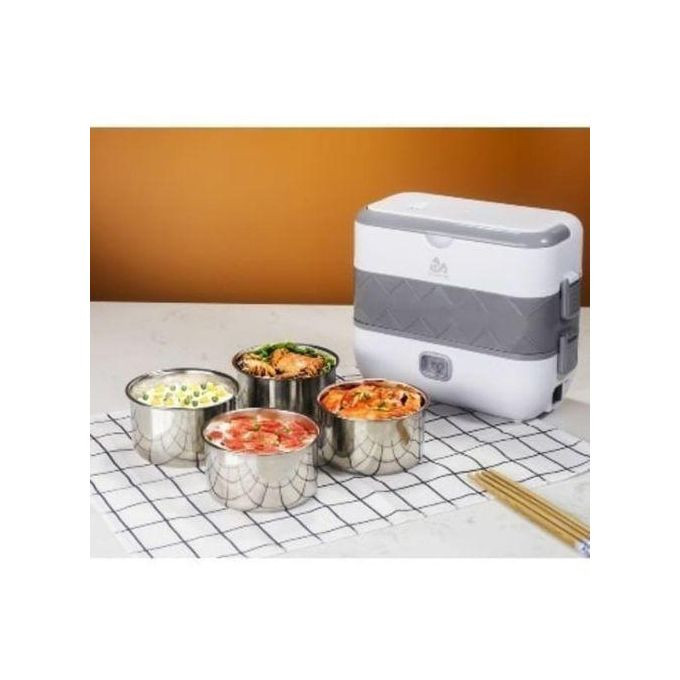 Portable Electric Lunch Box Heating Food Steamer Container-White.