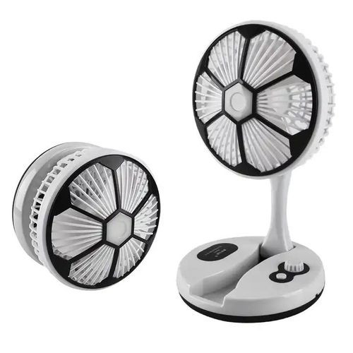 2 In 1 Rechargeable Foldable Table Fan With Light Designed Like A Football-Multicolour