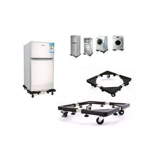 Adjustable Washing Machine And Fridge Stand Trolley - Black.
