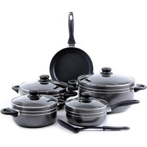 Nonstick Cookware Set Of 11 Pieces, Non Stick Cook Ware Set Black, 20,22,26,28,30CM Pot And 26 Frypan - Black - Black