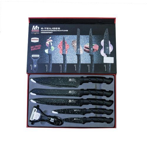 6 Pieces Of Kitchen Non-Stick Coating Knife Set -Black