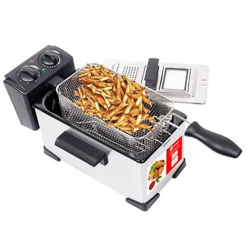 3.5 Liters Stainless Steel Deep Fryer With Temperature Control And Timer - Silver