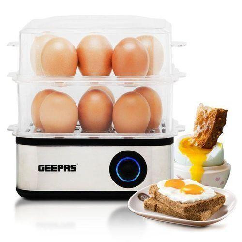 Electric Egg Boiler For 12 Eggs With Poacher & Omelette Maker Bowl, Can Boil, Poach And Make Omelettes - Black/Silver