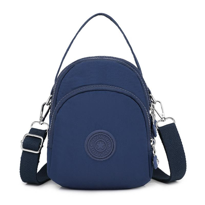 Mini Phone Bag for Women, Stylish Crossbody Bag with Multiple Layers Water-Resistant Nylon Fabric And External Headphone Jack Handbag - navy