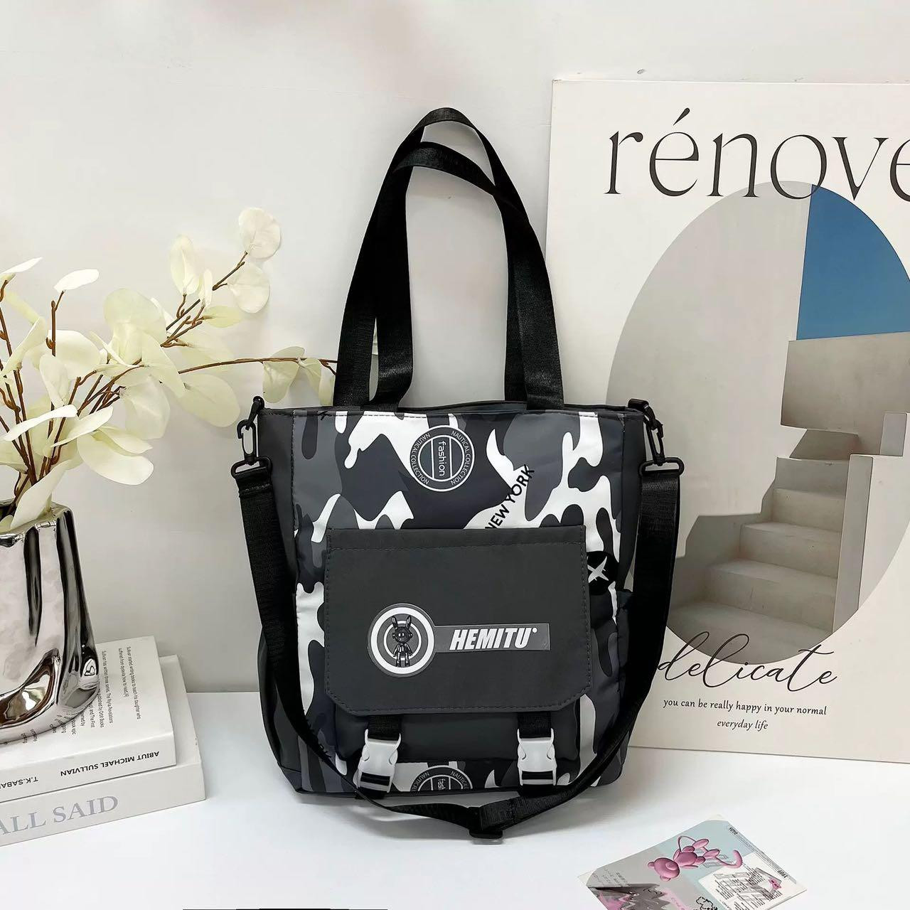 Girls Tote Bag Handbag Shoulder Bag - Multiple Colors (Black )