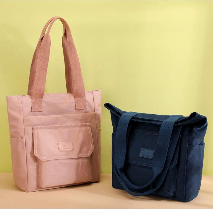 Ladies Tote Bag , Multi Pockets Handbag, Shoulder Bag for Work, Large Crossbody Purse - Black/Blue