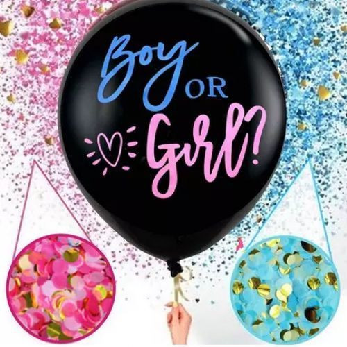 36" Latex Baby Gender Reveal Baby Shower Balloon 3 Pcs - Black