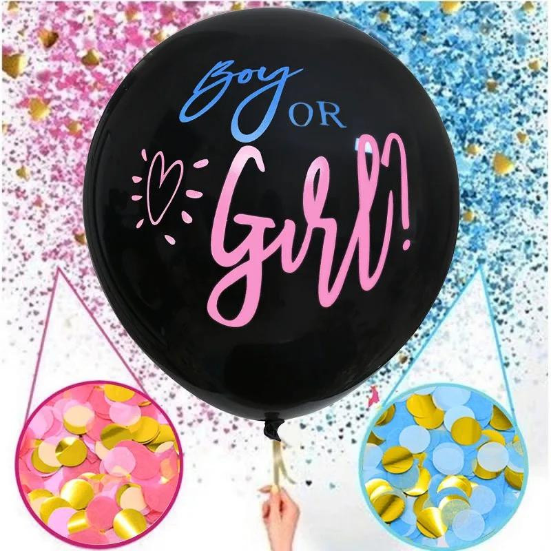 36" Latex Baby Gender Reveal Baby Shower Balloon 2 Pcs - Black