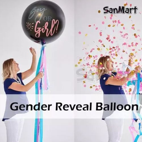 2 Pieces 36" Latex Baby Gender Reveal Balloon ( Black)