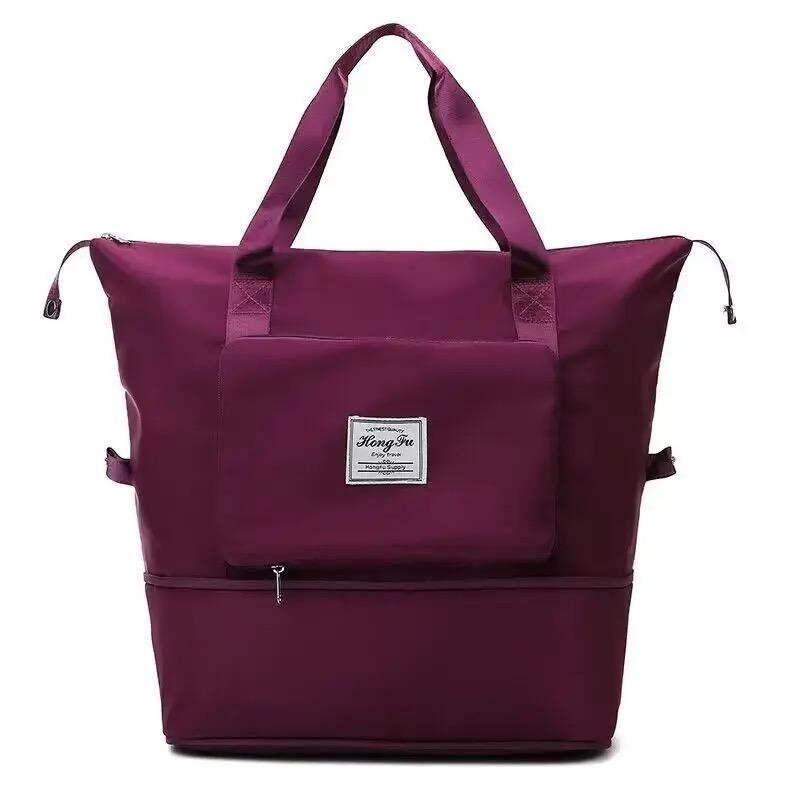 Foldable Travel Bag Wet and Dry Fitness Bag Swimming Package Hand Luggage Storage Bag - Dark Purple