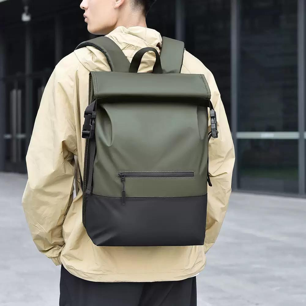 Waterproof Roll Top Back Pack Bag Urban Men Business Travel Casual Laptop Backpack