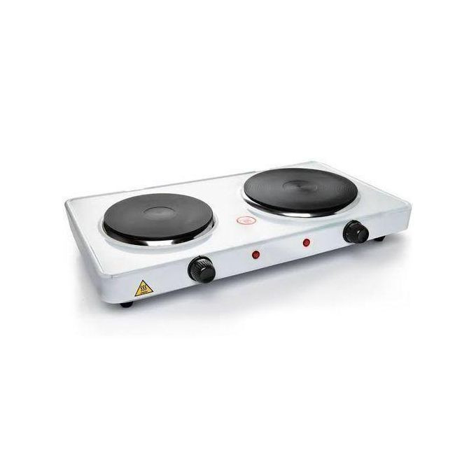 Double Solid Electric Hotplate 1000W - White