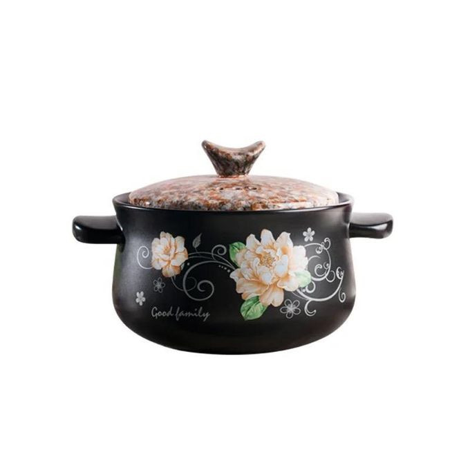 Strong Ceramic Cooking Saucepan 5 Ltrs - Black, Brown